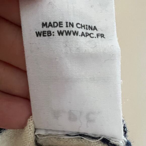 A.P.C. Womens Cream Black Stripe Crewneck 100% Wool Long Sweater Size M - Picture 5 of 12